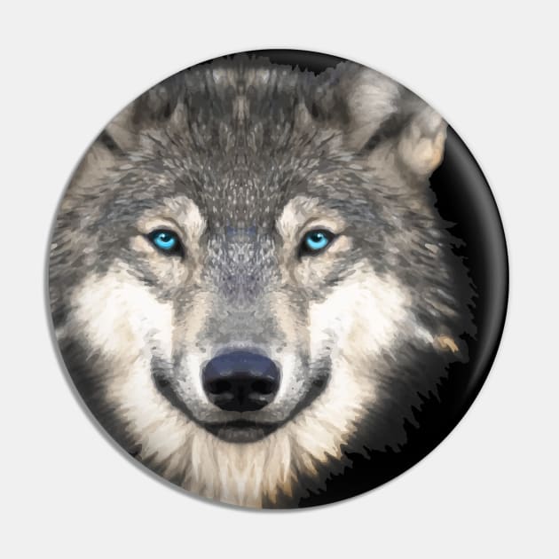 Realistic Furry Wolf Face Pin by Jitterfly