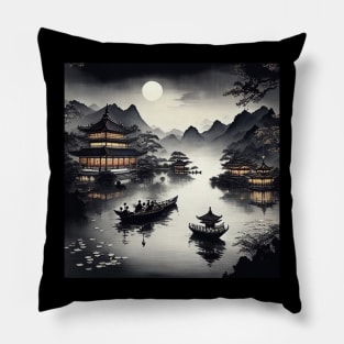 Japanese moonlight ride Pillow