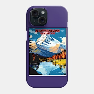 Matterhorn Mountain Switzerland Travel and Tourism Advertising Print Phone Case