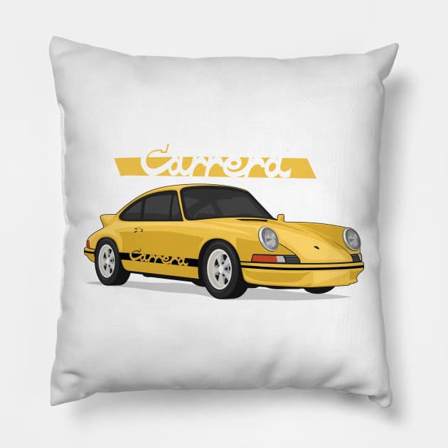 supercar 911 carrera rs turbo 1972 yellow Pillow by creative.z