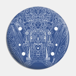 blue space alien astronaut in mayan suit ecopop Pin