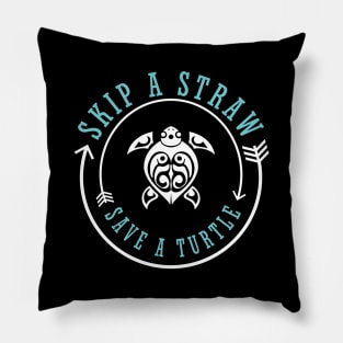 Save a Turtle Skip A Straw Ocean Awareness Pillow