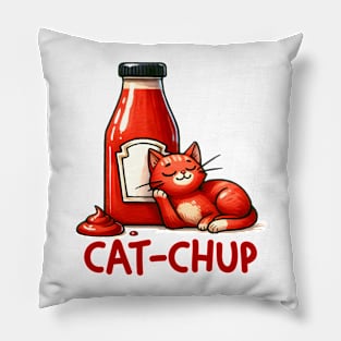 CAT-CHUP Cat Funny Quote Animal Food Pun Hilarious Sayings Humor Gift Pillow