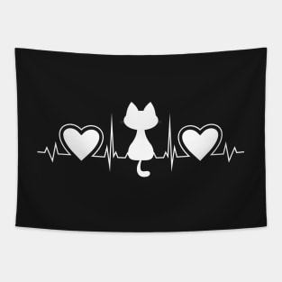 Cat and Heartbeat Tapestry