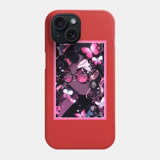 Aesthetic Anime Girl Pink Rosa Black | Quality Aesthetic Anime Design | Premium Chibi Manga Anime Art Phone Case