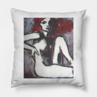 Red Haired Nude Lady 1 Pillow