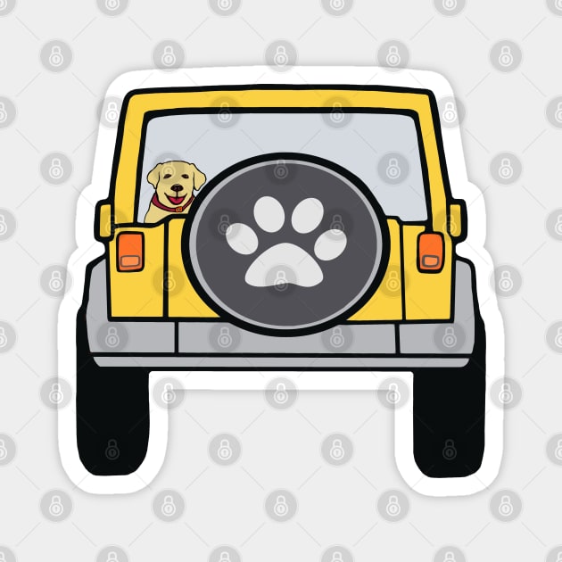 Dog in Yellow Jeep Magnet by Trent Tides
