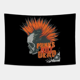 The Skullhead of Punks not Dead Tapestry