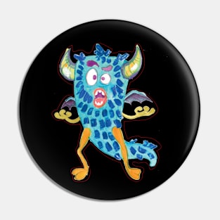 Halloween Fuzzy blue Cartoon Monster Pin