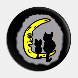 Kitten Moon Pin