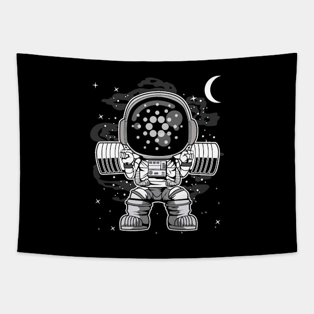 Astronaut Lifting Cardano ADA Coin To The Moon Crypto Token Cryptocurrency Blockchain Wallet Birthday Gift For Men Women Kids Tapestry by Thingking About