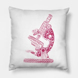 Scientific Microscope Line Drawing (Magenta) Pillow