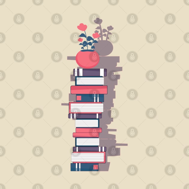 flower pot  book stack - aesthetic by zaiynabhw