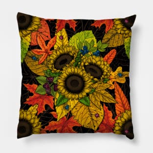 Autumn bouquet on black Pillow