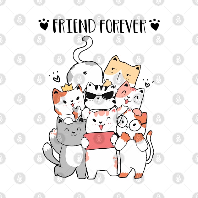 cute cat friend gang, best friend forever, cat friend take selfie by Janatshie