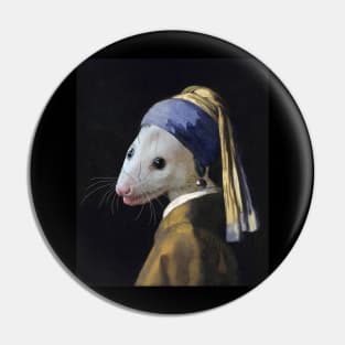 Opossum with Pearl Earring Pin