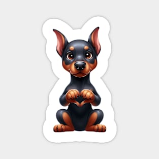 Valentine Doberman Pinscher Dog Giving Heart Hand Sign Magnet