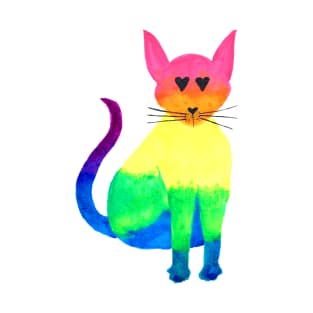 Rainbow Watercolor Cat T-Shirt