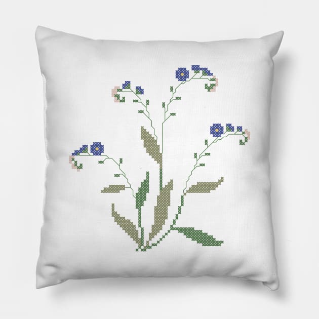 Alaska State Flower Forget Me Not Pillow by inotyler