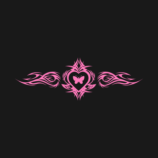 Pink Butterfly Heart Tattoo Fairycore y2k Grunge Egirl Aesthetic T-Shirt