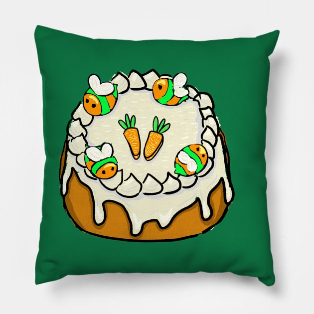 Carrot Cake with Icing Bees Pillow by allthebeanz