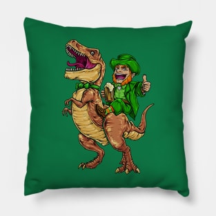 Leprechaun Riding Dinasour T Rex St Patrick Day Men Pillow