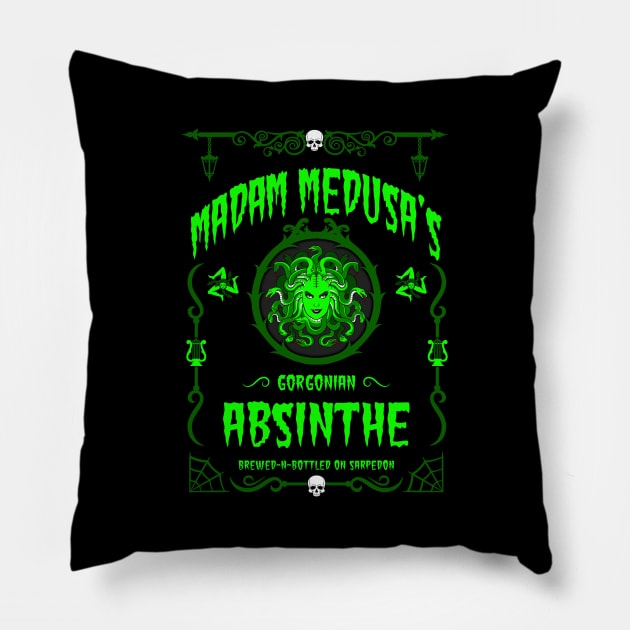 ABSINTHE MONSTERS 17 (MADAM MEDUSA) Pillow by GardenOfNightmares