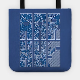 Aarhus, Denmark City Map Typography - Blueprint Tote