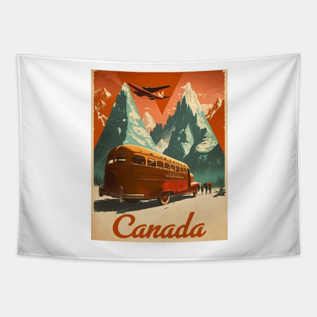 Canada Exploration Vintage Travel Art Poster Tapestry by OldTravelArt