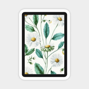 Floral Garden Botanical Print with Daisy Magnet