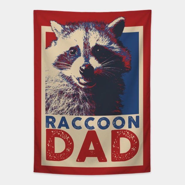 Raccoon Dad Pop Art Style Tapestry by mia_me