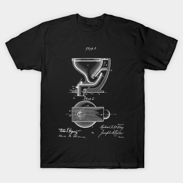 Toilet Closet Vintage Patent Hand Drawing Toilet T Shirt