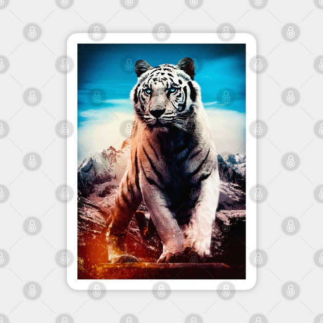 White Tiger Blue Eyes vector Magnet by syanart