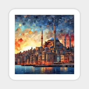 Istanbul Vintage Painting Retro Sunset Magnet