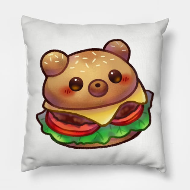 Bear Hamburger Pillow by Riacchie Illustrations