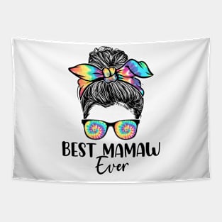 Best Mamaw Ever Tie Dye Messy Bun Bandana Mother's Day Tapestry