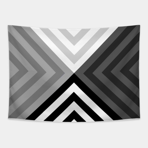 Black Gray White Triangular Tapestry by XTUnknown