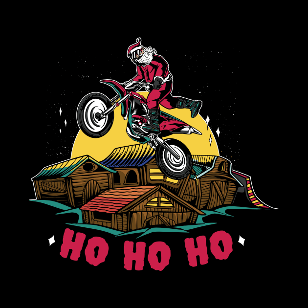 Motocross Santa Claus Making a Bike Jump by SLAG_Creative