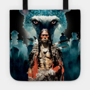 National Native American Heritage Month: "The Strength of the Wolf is the Pack, and the Strength of the Pack is the Wolf" Osage Nation Proverb on a dark (Knocked Out) background Tote