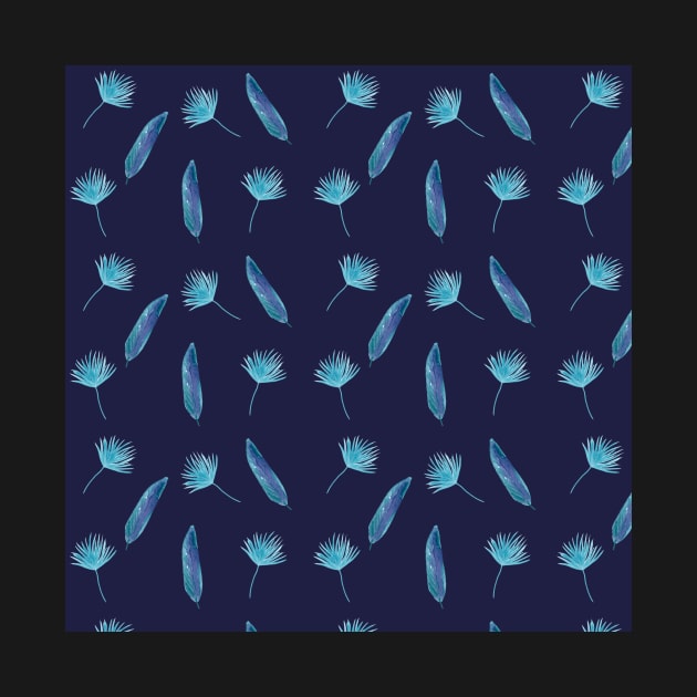 Elegant Tropical Pattern with an indigo background by Sandraartist
