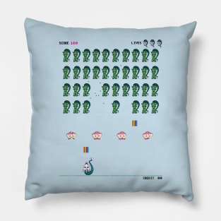 Zombie Unicorn Invaders (black text) Pillow