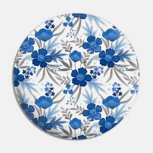 Pretty Blue Color Flower Pattern Pin