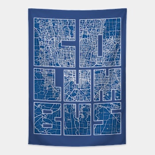 Columbus, US City Map Typography - Blueprint Tapestry