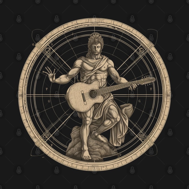 Da Vinci Vitruvian Man Guitar Rock by zackdesigns