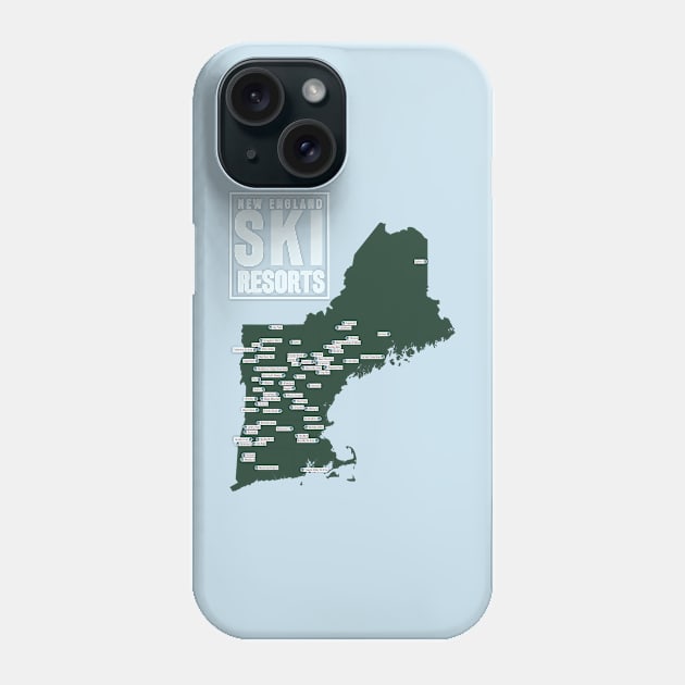 Map of the Ski Resorts of New England Phone Case by ChasingGnarnia