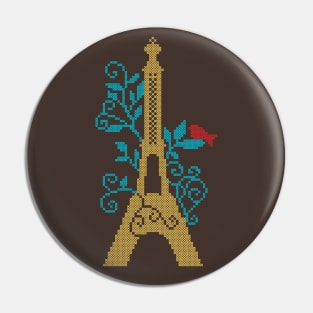 Eiffel Tower custom embroidery cross stitch like design Pin