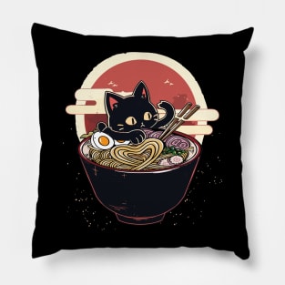 Retro Japanese Kawaii Anime Ramen Men Kids Women Cat Ramen Pillow