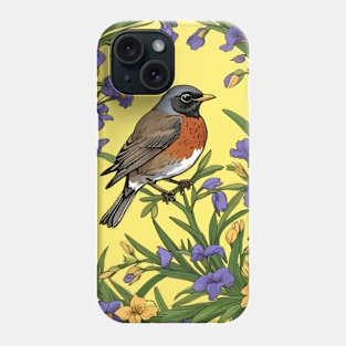 Michigan Migratory Juniper Bird With Iris Flower Phone Case