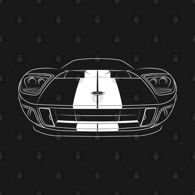 Front/Profile - Ford GT - stencil, white by mal_photography