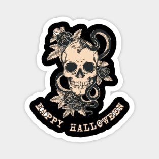 Happy Halloween skull and flowers fall oktober Magnet